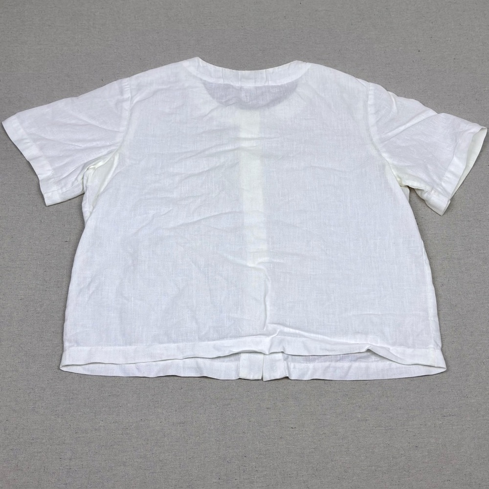 Orvis Women's White 100% Linen Button Up Short Sleeve Blouse Size S - Picture 2 of 3